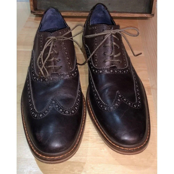 Cole Haan Grand OS Wingtip Oxford Men's 11 1/2 M Brown Leather Cambridge Shoes - Picture 1 of 11